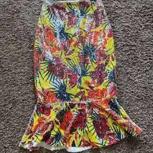 zara floral sequin skirt